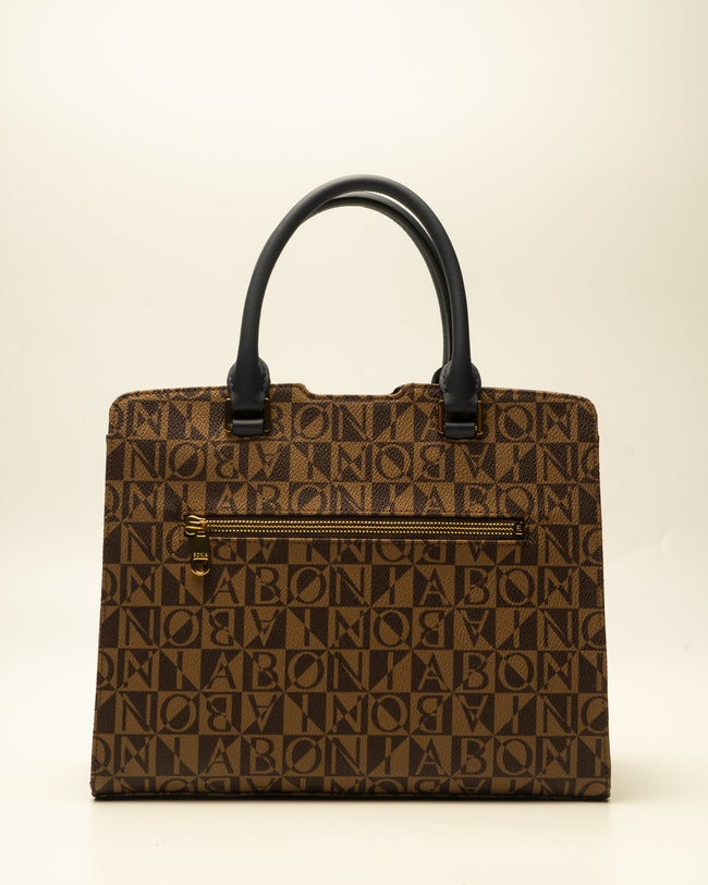 BONIA WOMEN VINYL TRIMMED LEATHER HANDBAG 081861-006-5-3