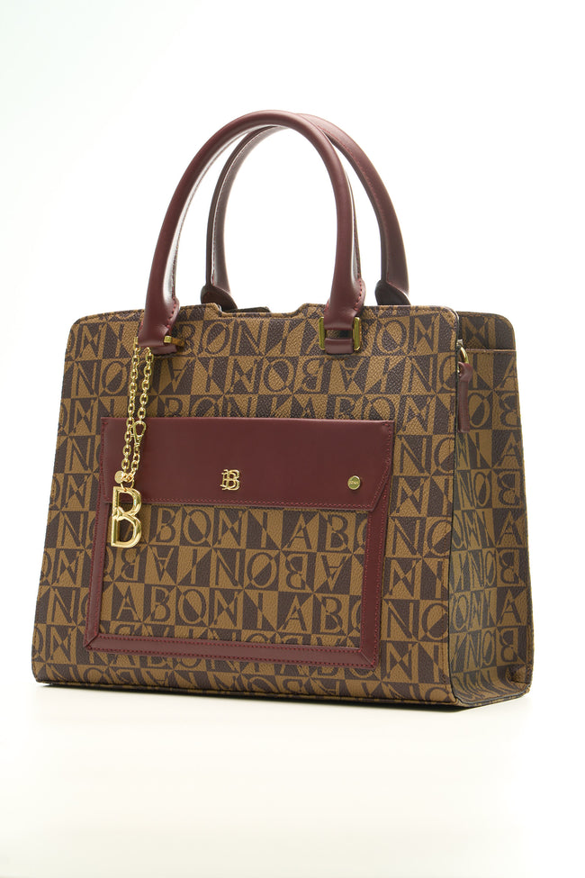 BONIA Women Vinyl Trimmed Leather Large Hand Bag 081861-006-5-4