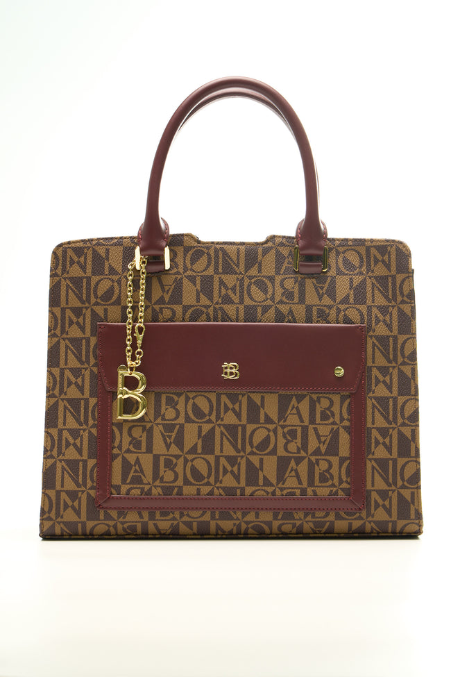 BONIA Women Vinyl Trimmed Leather Large Hand Bag 081861-006-5-4