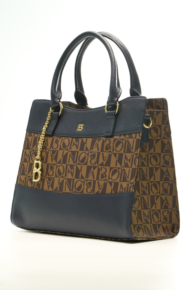 BONIA Women Vinyl Trimmed Leather Large Hand Bag 081863-004-5-3