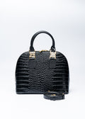 BONIA WOMEN CROCO EMBOSSED TRIM LEATHER HANDBAG 081877-002-08