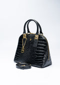 BONIA WOMEN CROCO EMBOSSED TRIM LEATHER HANDBAG 081877-002-08