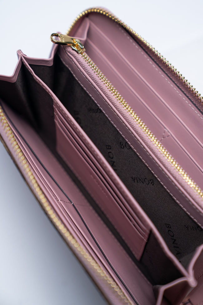 BONIA VINY TRIM LONG ZIP LEATHER WALLET 081886-504-5-24