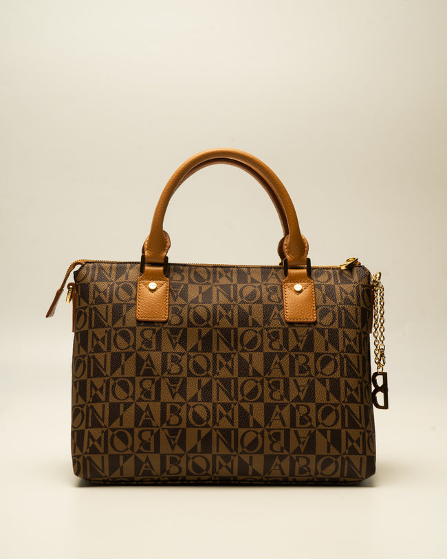 BONIA WOMEN VINYL TRIMMED LEATHER HANDBAG 081912-004-15