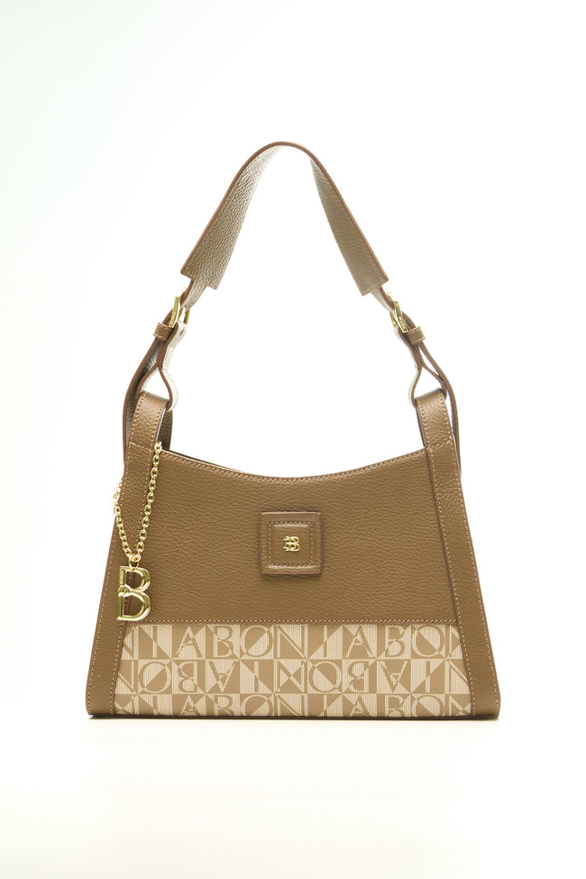 BONIA Women Vinyl Trimmed Leather Shoulder Bag 081916-006-5-16