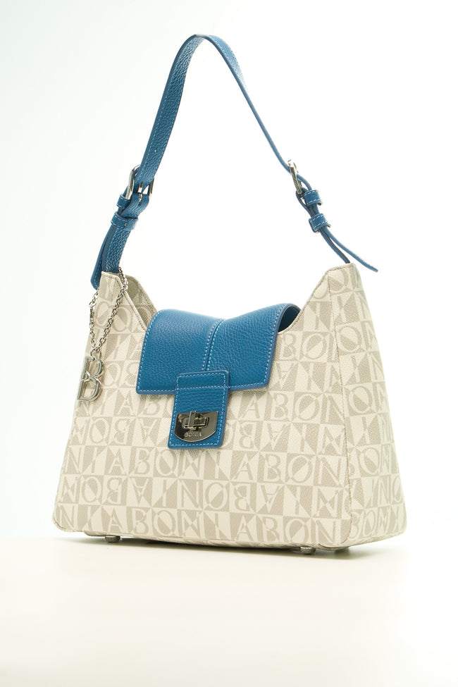 BONIA Women Vinyl Trimmed Leather Shoulder Bag 081917-002-1-3