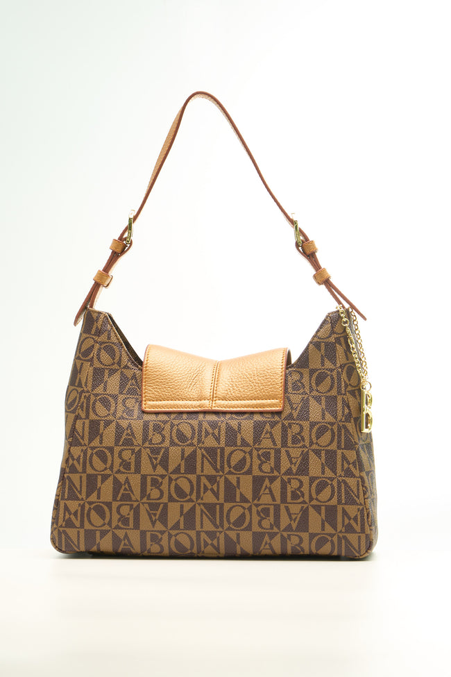 BONIA Women Vinyl Trimmed Leather Shoulder Bag 081917-002-5-5