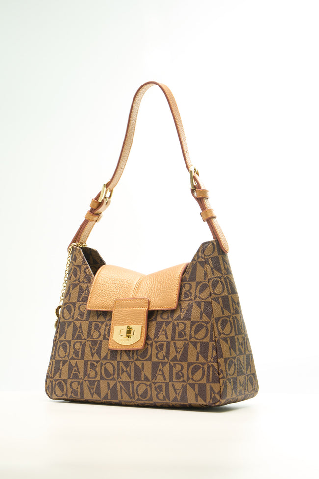 BONIA Women Vinyl Trimmed Leather Shoulder Bag 081917-002-5-5