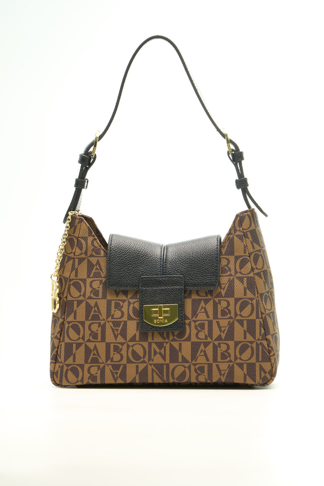 BONIA Women Vinyl Trimmed Leather Shoulder Bag 081917-002-5-8