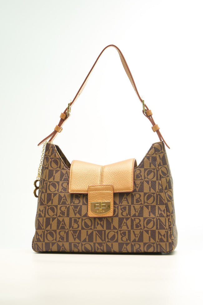 BONIA Women Vinyl Trimmed Leather Shoulder Bag 081917-002-5-5