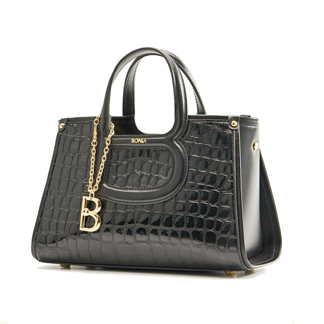 BONIA Women B Logo Handle Leather Satchel Bag 081952-101-08