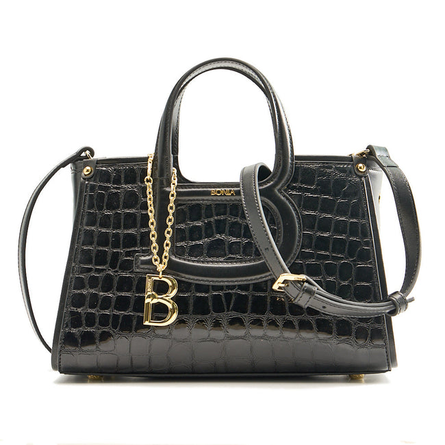 BONIA Women B Logo Handle Leather Satchel Bag 081952-101-08
