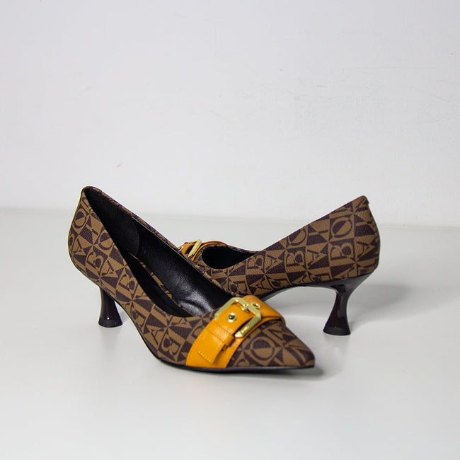 BONIA Women Vinyl Trimmed Leather Pump Shoe 08367-0025-85