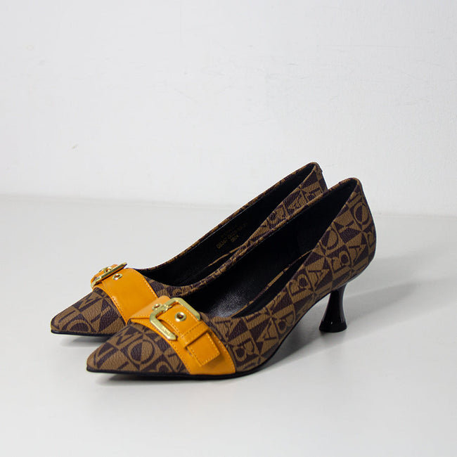 BONIA Women Vinyl Trimmed Leather Pump Shoe 08367-0025-85