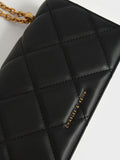 Paffuto Chain Handle Quilted Long Wallet _Black