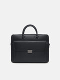 PEDRO Men Textured Leather Briefcase Black - Black