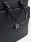 PEDRO Men Textured Leather Briefcase Black - Black