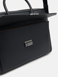 PEDRO Men Textured Leather Briefcase Black - Black