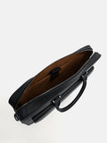 PEDRO Men Textured Leather Briefcase Black - Black