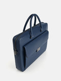 PEDRO Textured Leather Briefcase - Navy