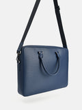 PEDRO Textured Leather Briefcase - Navy