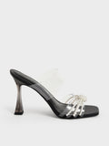 CHARLES & KEITH Women Beaded Sculptural Heel Mules Black