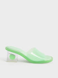 Madison Clear Sculptural Heel Mules Green