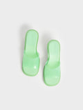 Madison Clear Sculptural Heel Mules Green
