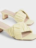 Linen Asymmetric Ruched Mules Yellow