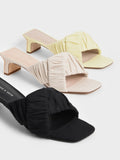 Linen Asymmetric Ruched Mules Yellow