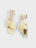 Linen Asymmetric Ruched Mules Yellow
