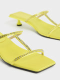 CHARLES & KEITH Women Recycled Polyester Gem-Embellished Mules Lime