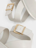 CHARLES & KEITH Women Square Toe Ankle-Strap Sandals Chalk