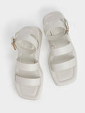 CHARLES & KEITH Women Square Toe Ankle-Strap Sandals Chalk