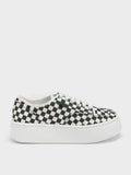 CHARLES & KEITH Women Skye Checkered Canvas & Cotton Sneakers Dark Green