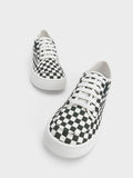 CHARLES & KEITH Women Skye Checkered Canvas & Cotton Sneakers Dark Green