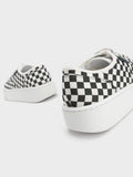 CHARLES & KEITH Women Skye Checkered Canvas & Cotton Sneakers Dark Green