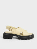 CHARLES & KEITH Women Perline Crossover Slingback Sandals Yellow