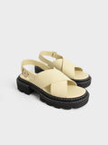 CHARLES & KEITH Women Perline Crossover Slingback Sandals Yellow
