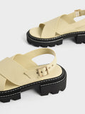 CHARLES & KEITH Women Perline Crossover Slingback Sandals Yellow
