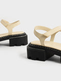 Chain-Link Contrast-Trim Sandals Chalk