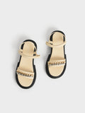 Chain-Link Contrast-Trim Sandals Chalk
