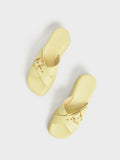 Buckled Crossover Curved Platform Sandals Yellow