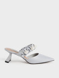 Blythe Bead Embellished Satin Pumps Silver