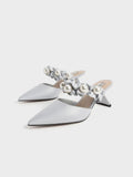 Blythe Bead Embellished Satin Pumps Silver