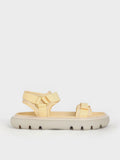 Recycled Polyester Velcro-Strap Sports Sandals Yellow