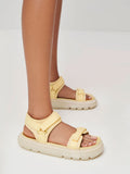 Recycled Polyester Velcro-Strap Sports Sandals Yellow