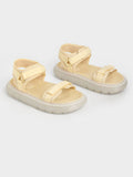 Recycled Polyester Velcro-Strap Sports Sandals Yellow