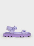 CHARLES & KEITH Women Recycled Polyester Velcro-Strap Sports Sandals Lilac