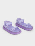 CHARLES & KEITH Women Recycled Polyester Velcro-Strap Sports Sandals Lilac